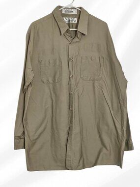 2/$20 Unifirst Tan Button Front Work Shirt XXL Long Sleeve Uniform Shirt Flawed